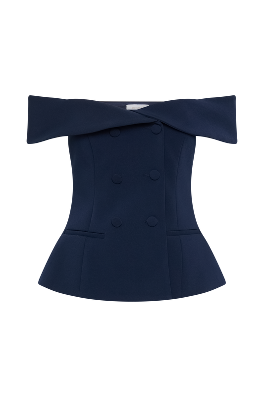 Krista Strapless Suiting Top - Navy