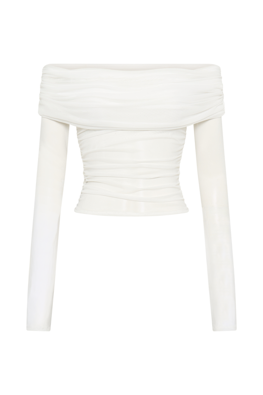 Lucinda Recycled Nylon Off Shoulder Top - White