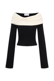 Yoko Contrast Overlay Knit Top - Black/White