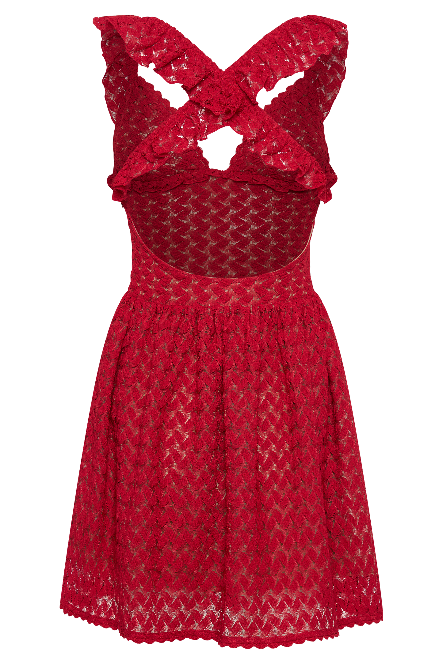 Ezra Lace Mini Dress - Deep Red