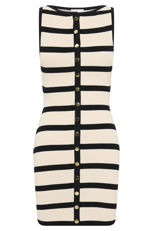 Sawyer Stripe Knit Mini Dress - Black/Cream