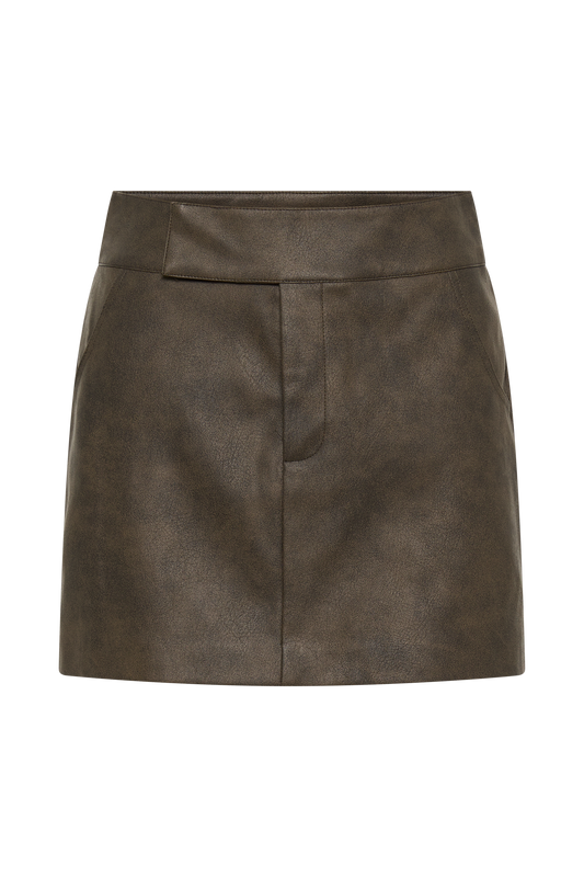 Kristen Faux Leather Mini Skirt - Vintage Chocolate