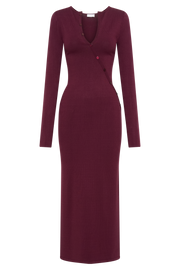 Maria Long Sleeve Buttoned Knit Maxi Dress - Plum