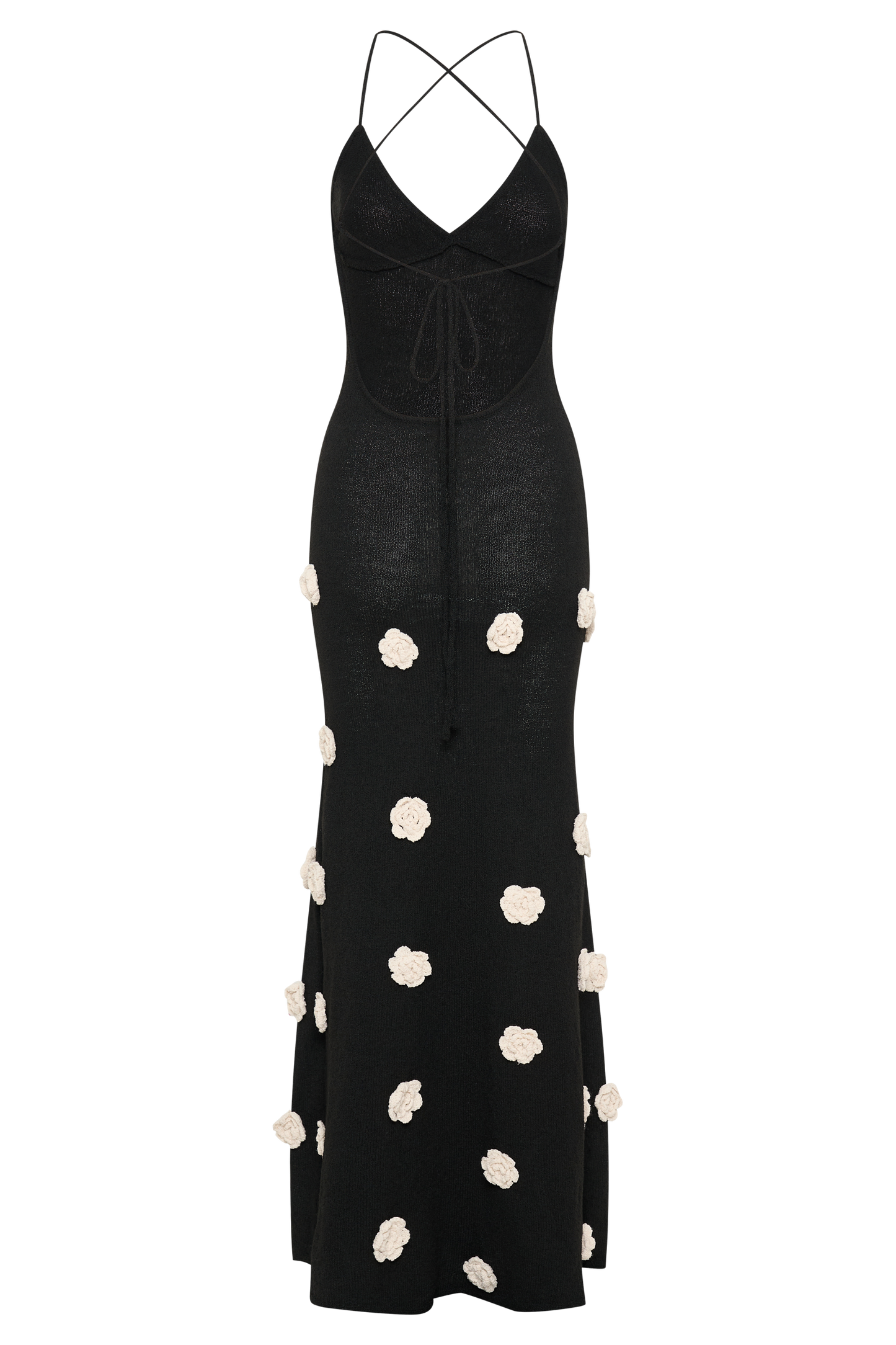 Suki Knit Maxi Dress With Flowers - Black/White