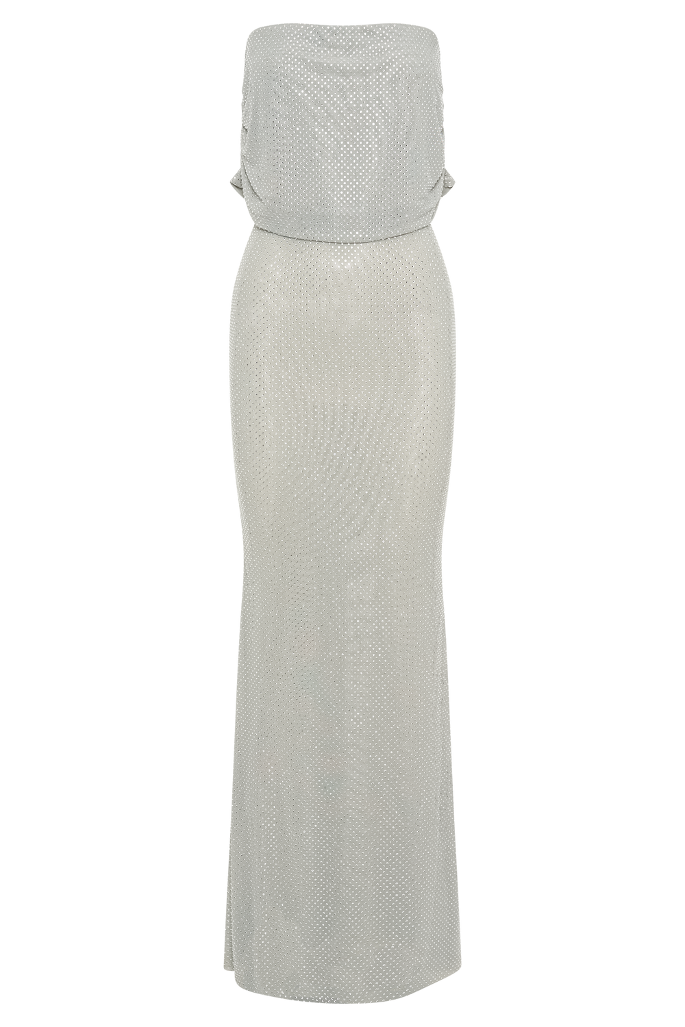 Arna Off Shoulder Diamante Maxi Dress - Silver