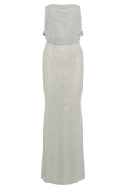 Arna Off Shoulder Diamante Maxi Dress - Silver