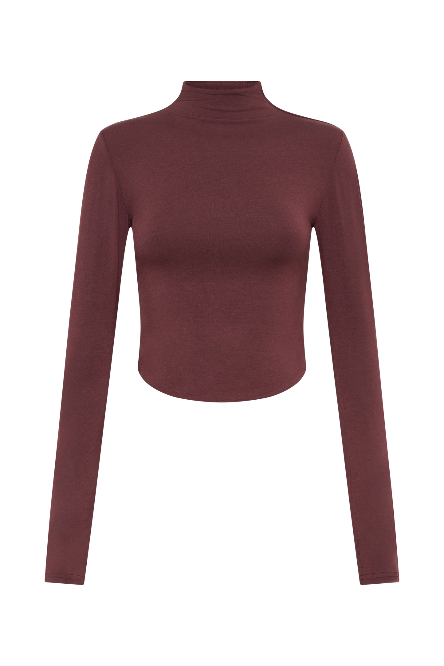 Ember Modal Long Sleeve High Neck Top - Mahogany