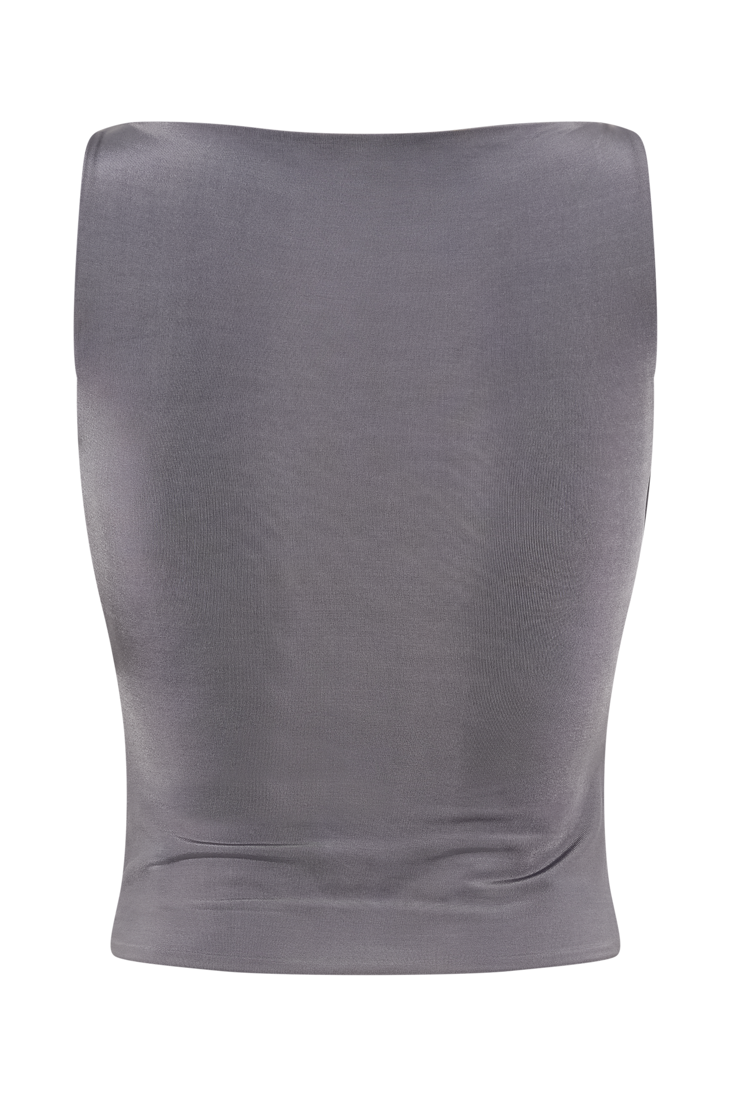 Tiarna Slinky Ruched Top - Dark Charcoal