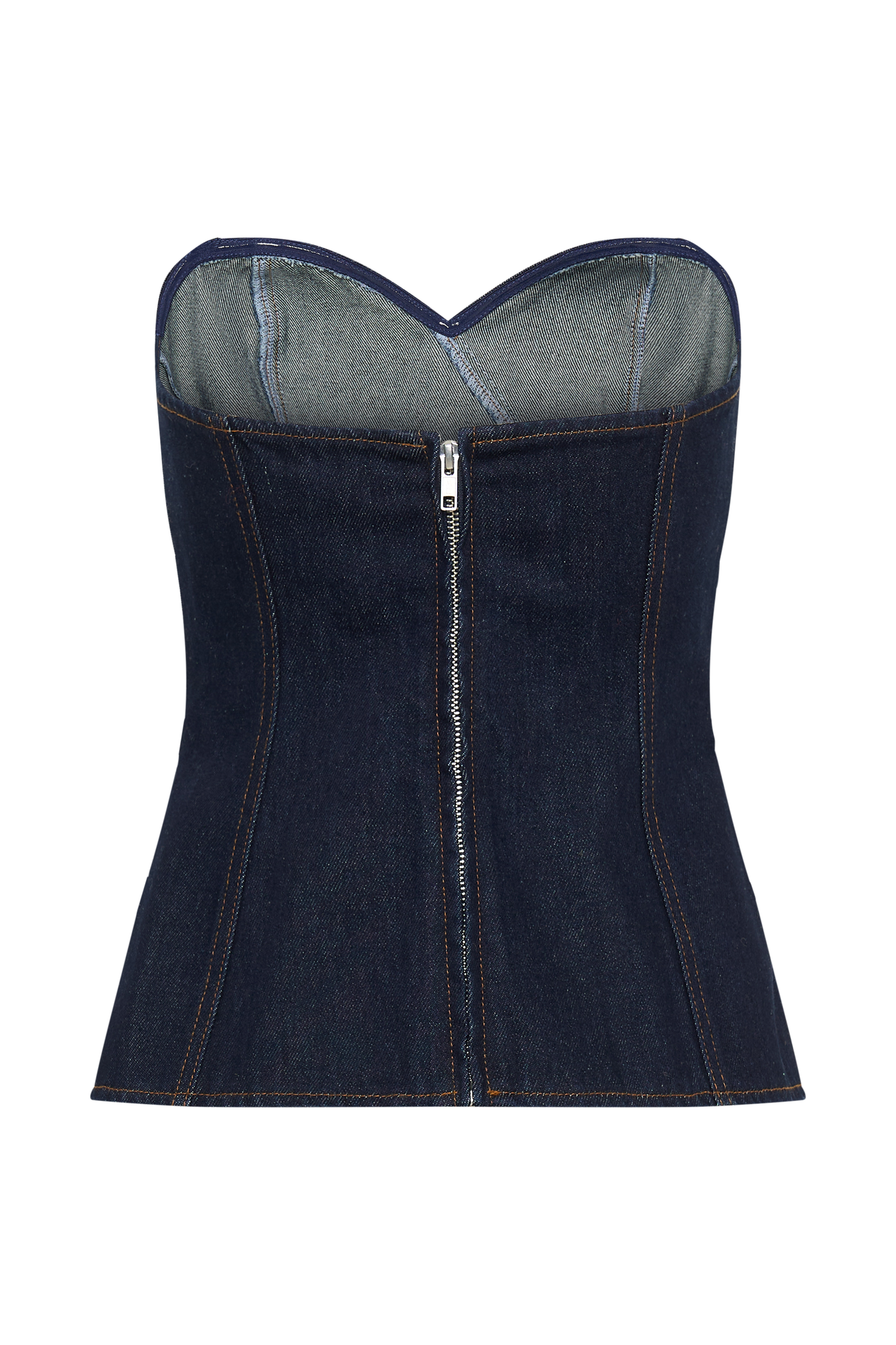 Sylas Strapless Buckle Denim Top - Indigo Blue