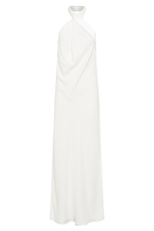 Laura Halter Satin Gown - White