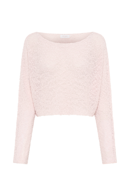 Petra Long Sleeve Knit Crop Top - Misty Rose