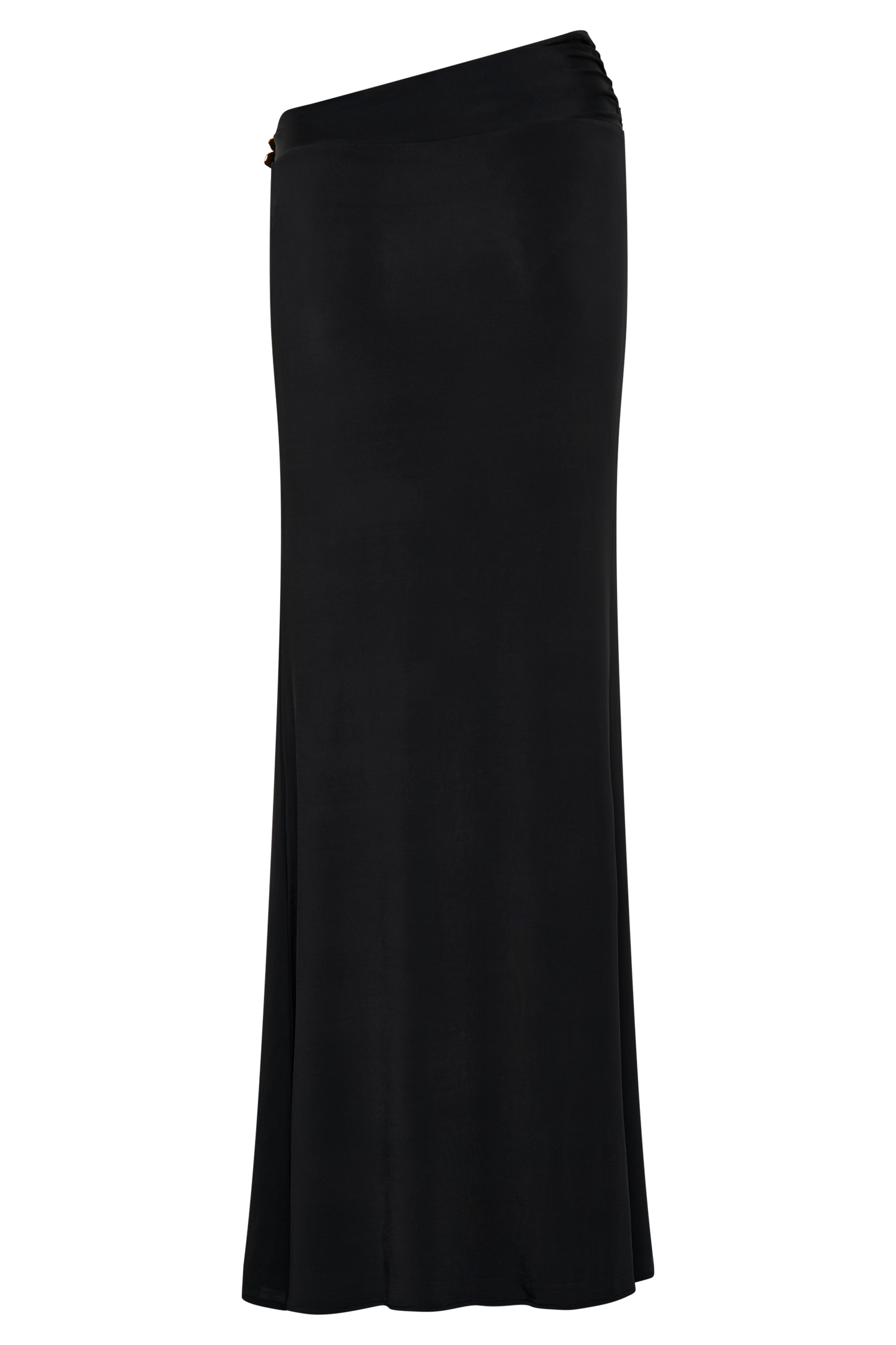 Ainsley Asymmetrical Maxi Skirt With Floral Hardware - Black