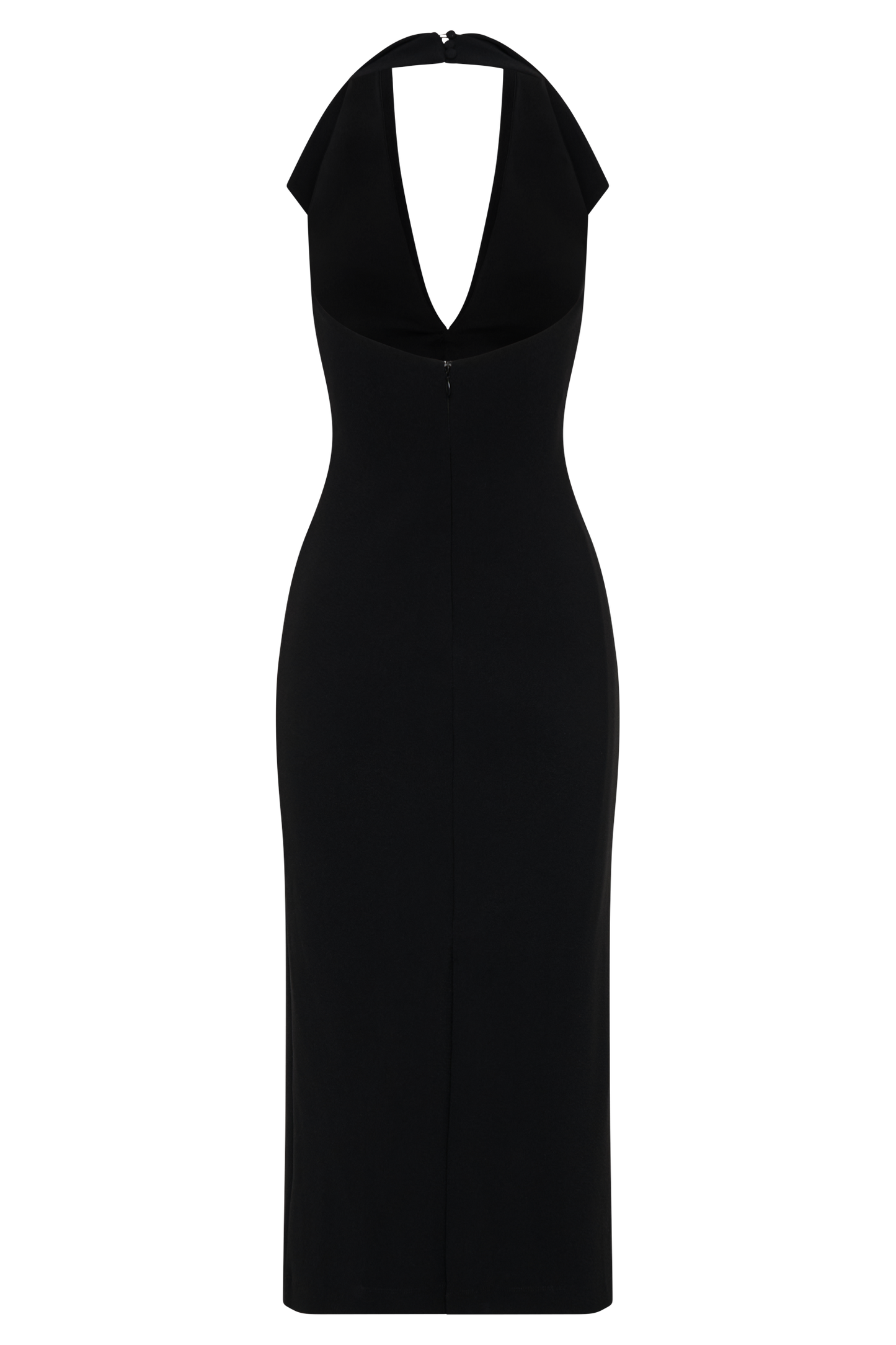 Annita Crepe Halter Midi Dress - Black