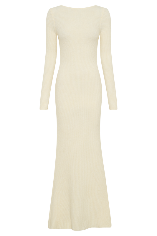 Emily Long Sleeve Knit Maxi Dress - Ivory Marle