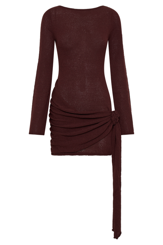 Liana Long Sleeve Knit Mini Dress - Plum