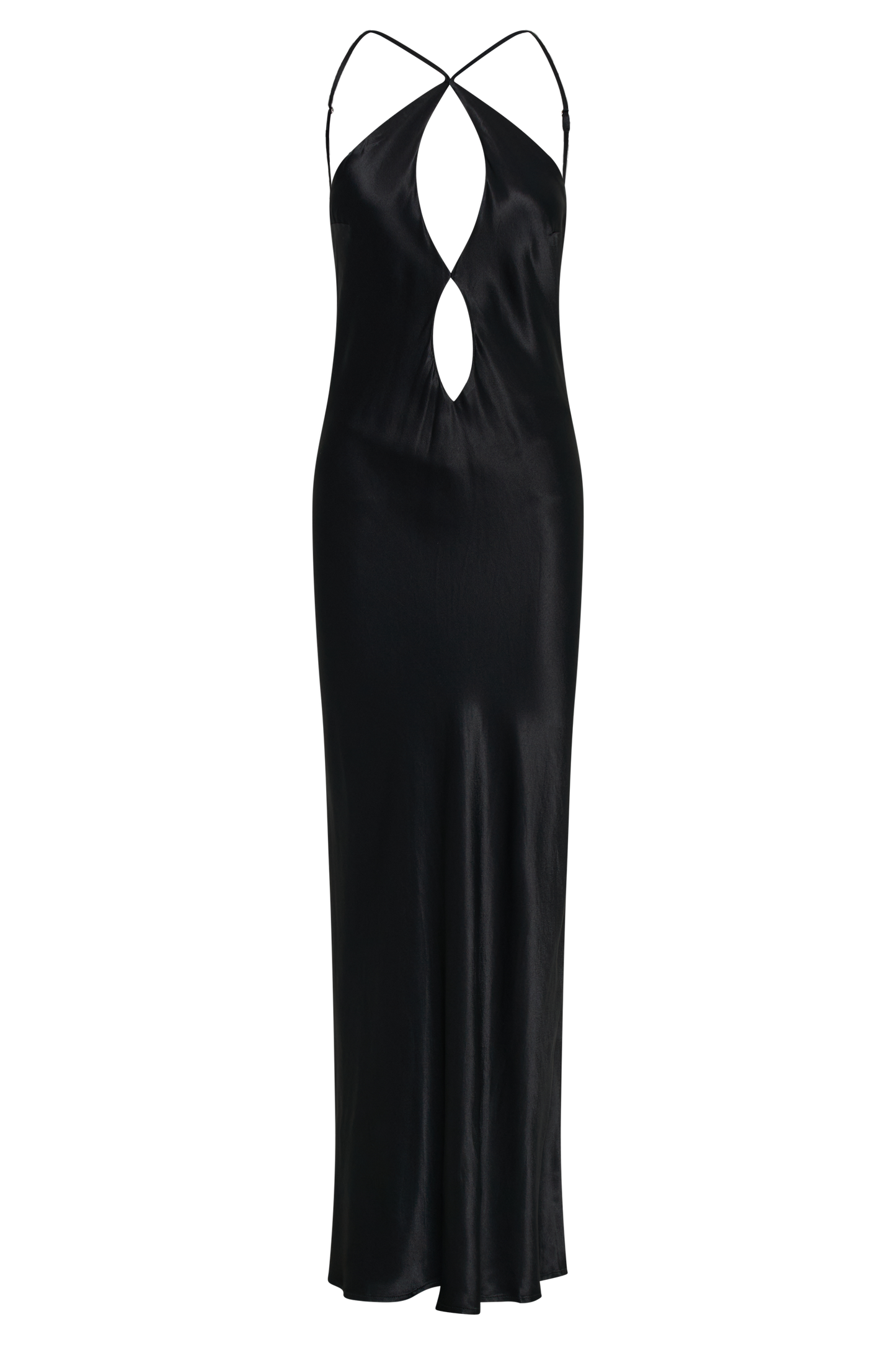 Lucia Satin Cut Out Maxi Dress - Black