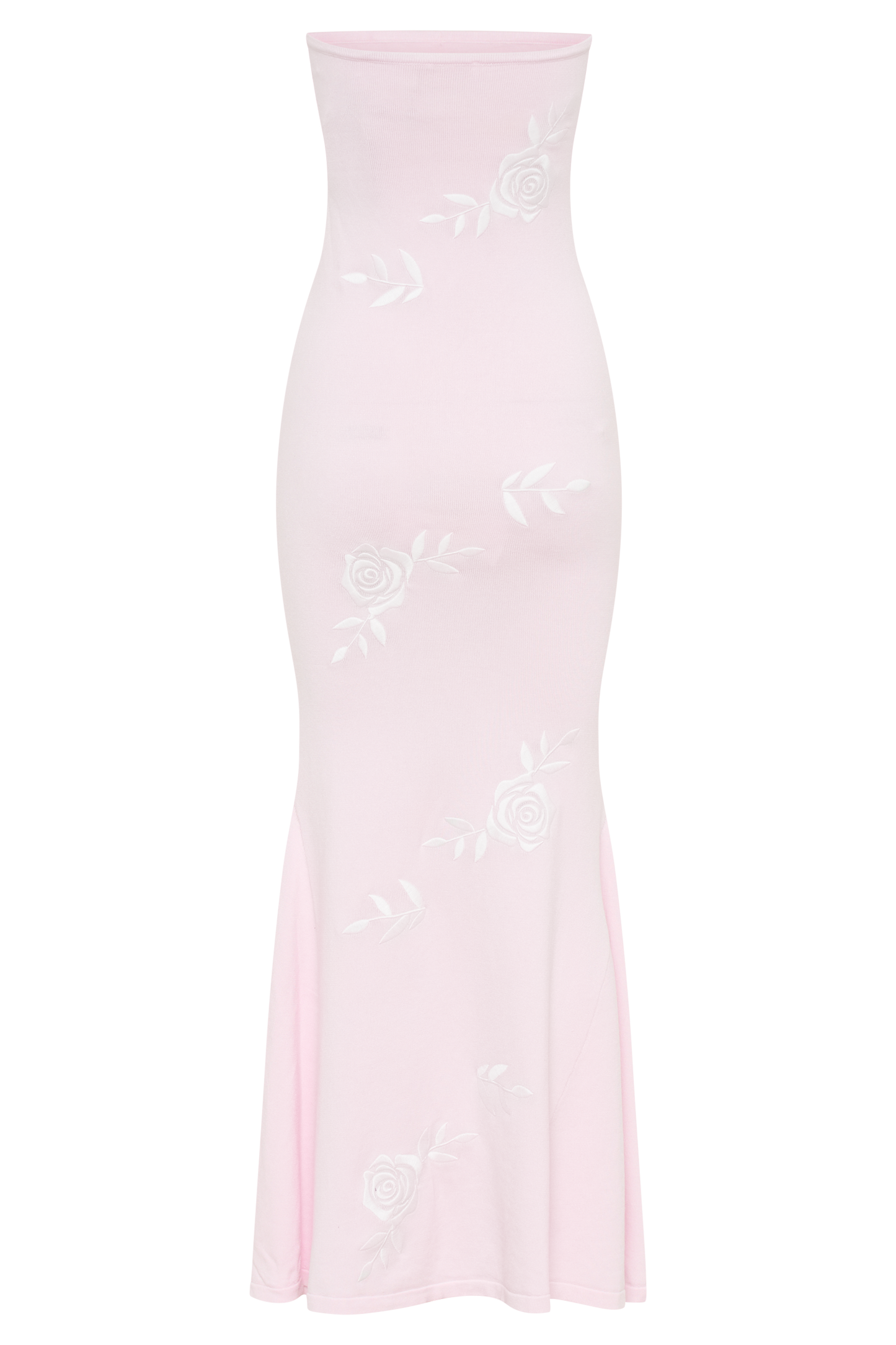 Lorelai Strapless Rose Knit Maxi Dress - Fairy Floss Pink