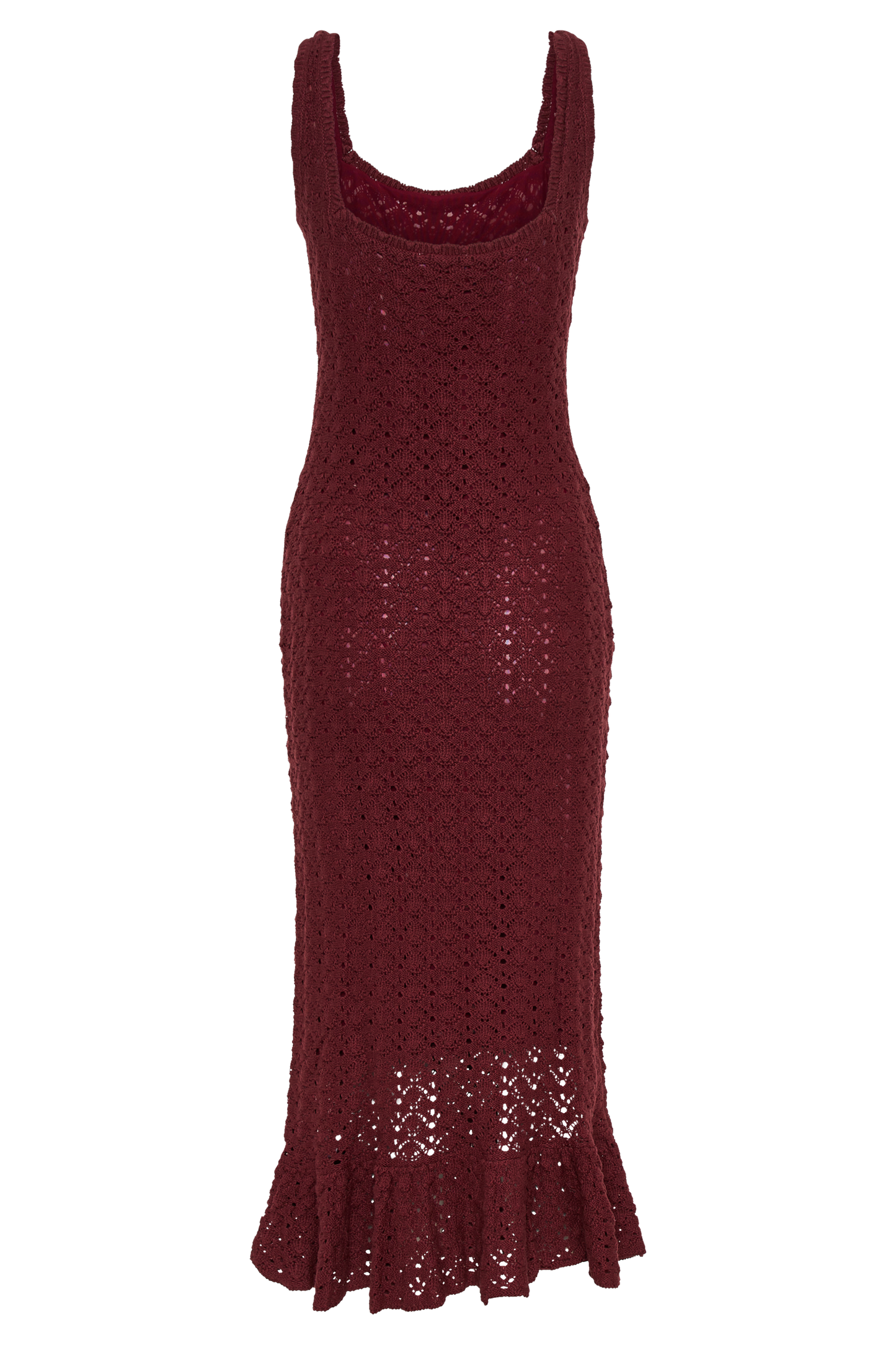 Sylvie Frill Knit Midi Dresses - Wine