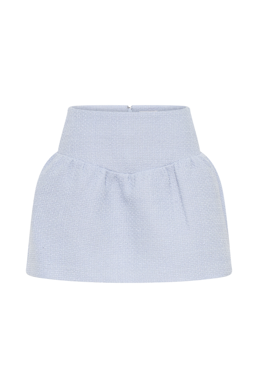 Cyrus Gathered Boucle Mini Skirt - Sky Blue