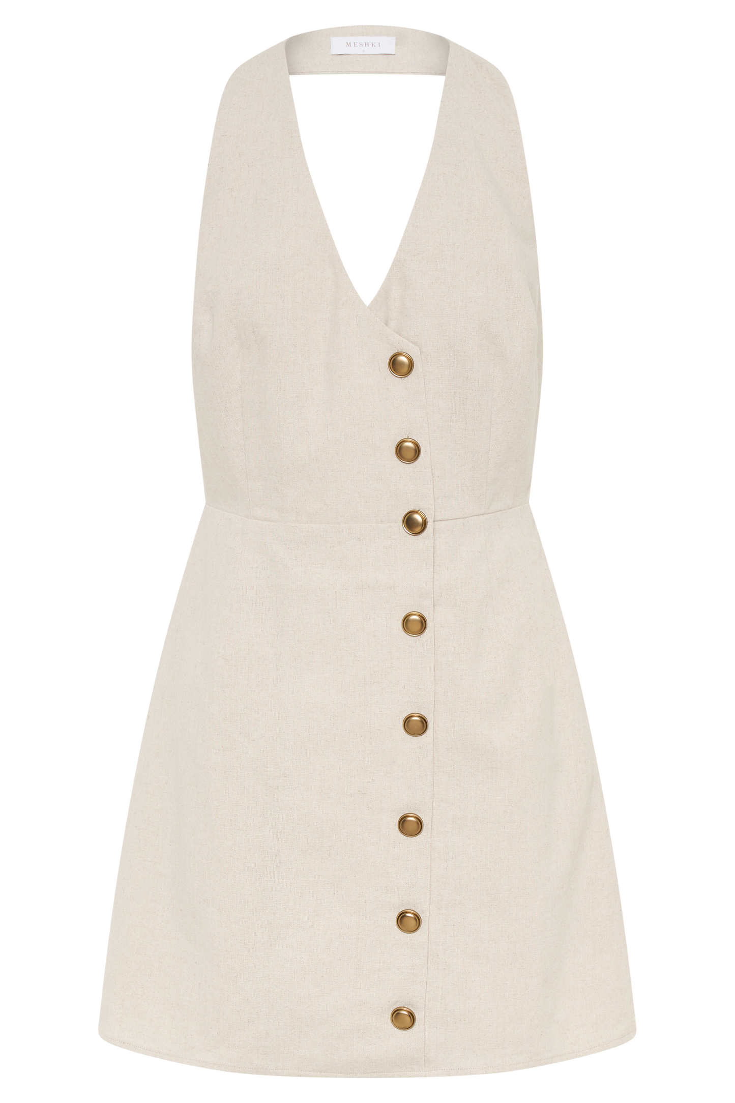 Lorraine Linen Halter Mini Dress - Natural