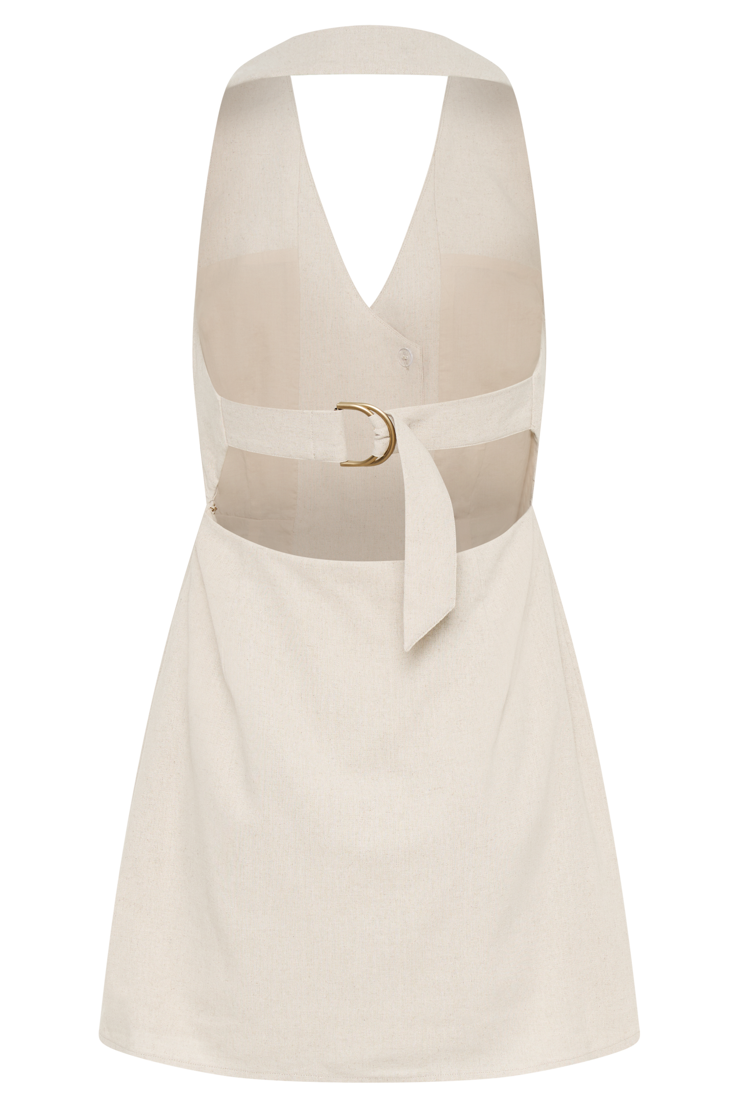 Lorraine Linen Halter Mini Dress - Natural