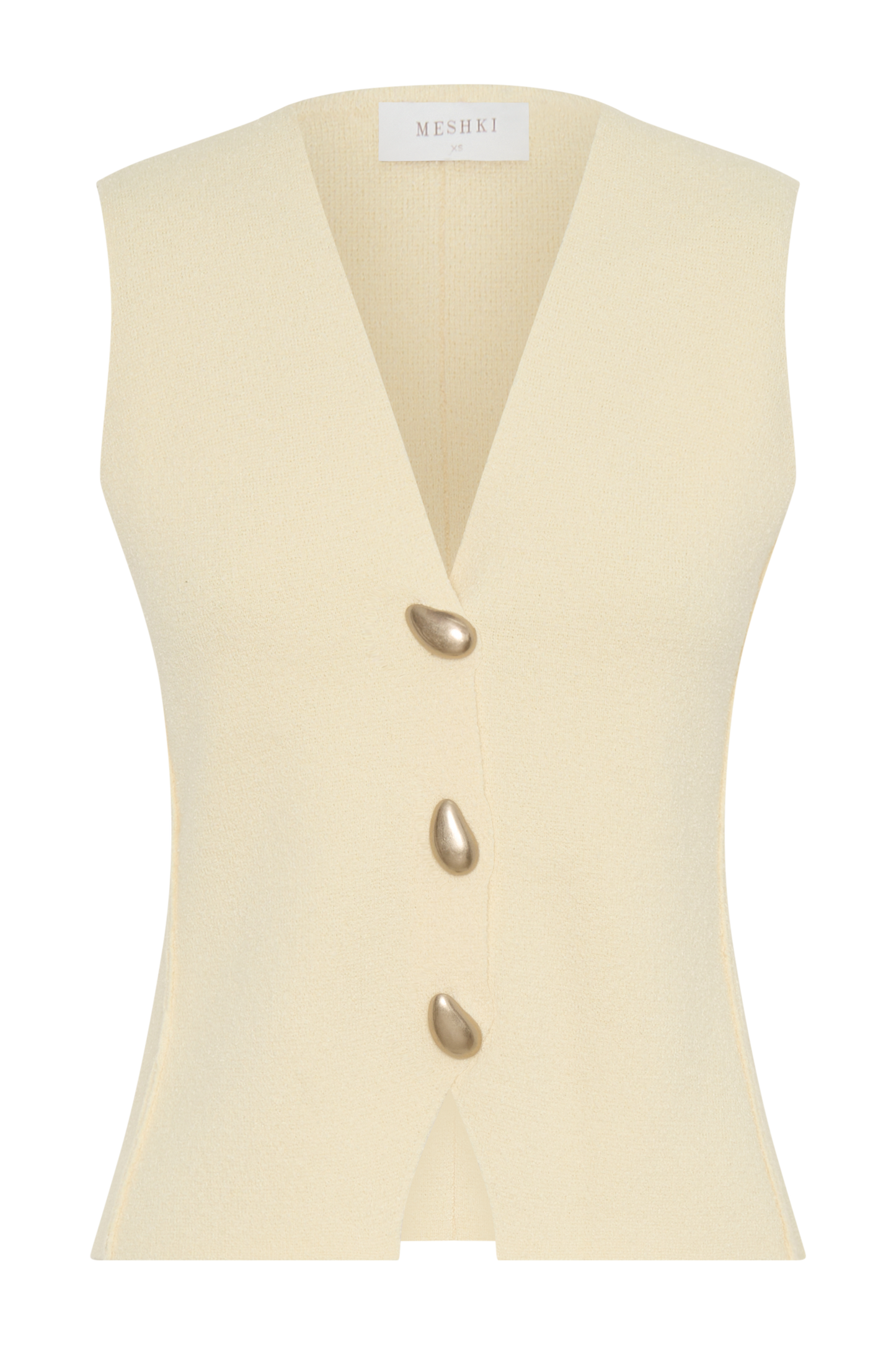 Malika Sleeveless Gold Button Vest - Lemon