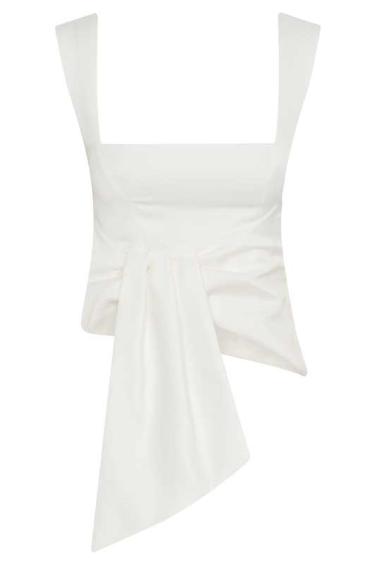 Bryony Satin Structured Sleeveless Top - White