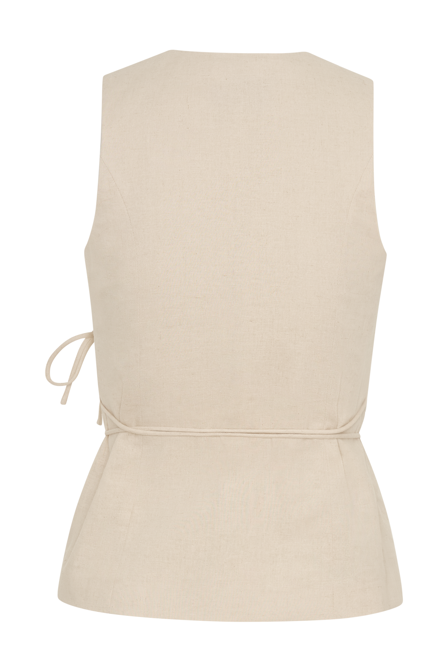 Brandi Linen Sleeveless Wrap Top - Wheat Marle