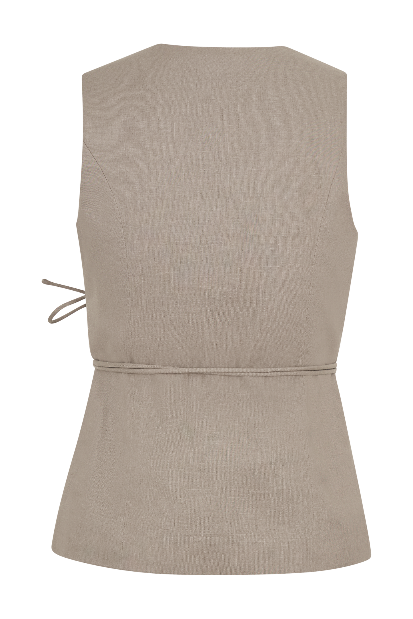 Brandi Linen Sleeveless Wrap Top - Pebble