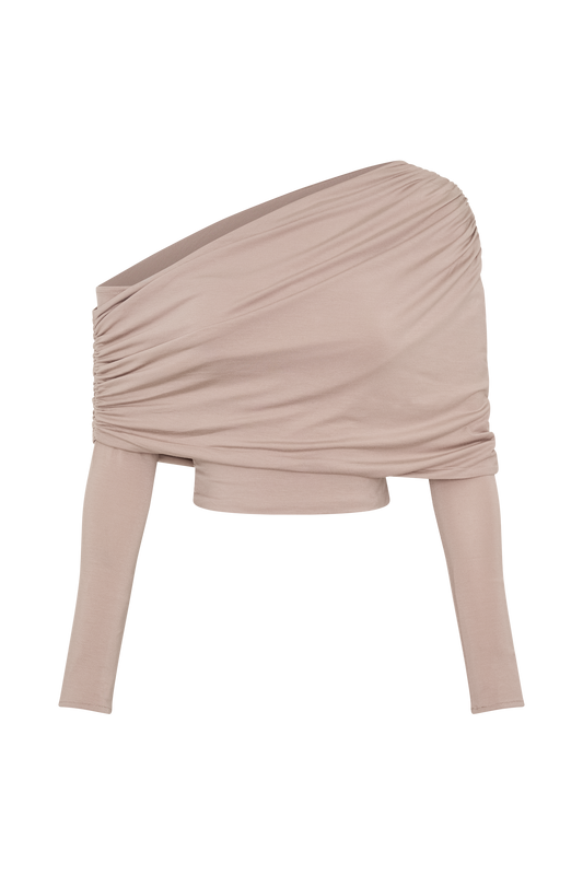 Corinna Modal One Shoulder Top - Mushroom