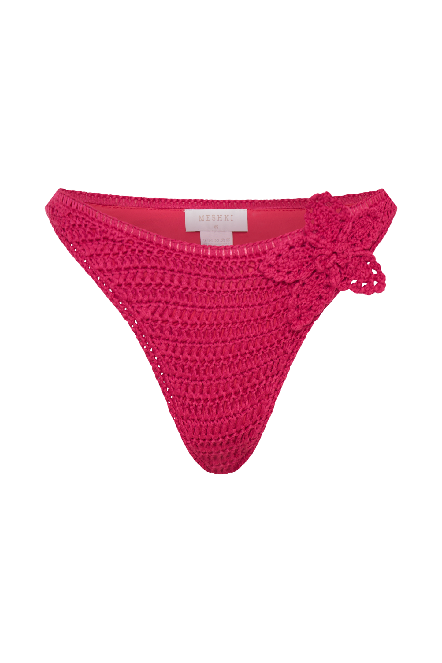 Skye Floral Crochet Tie Up Bikini Bottom - Pink Cherry