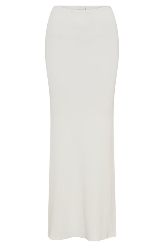 Keaton Fishtail Knit Maxi Skirt - White