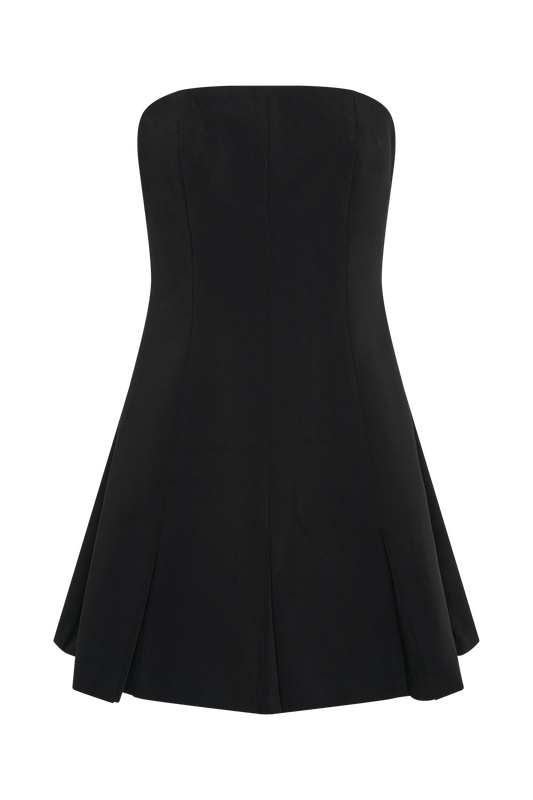 Indiana Strapless Suiting Mini Dress - Black