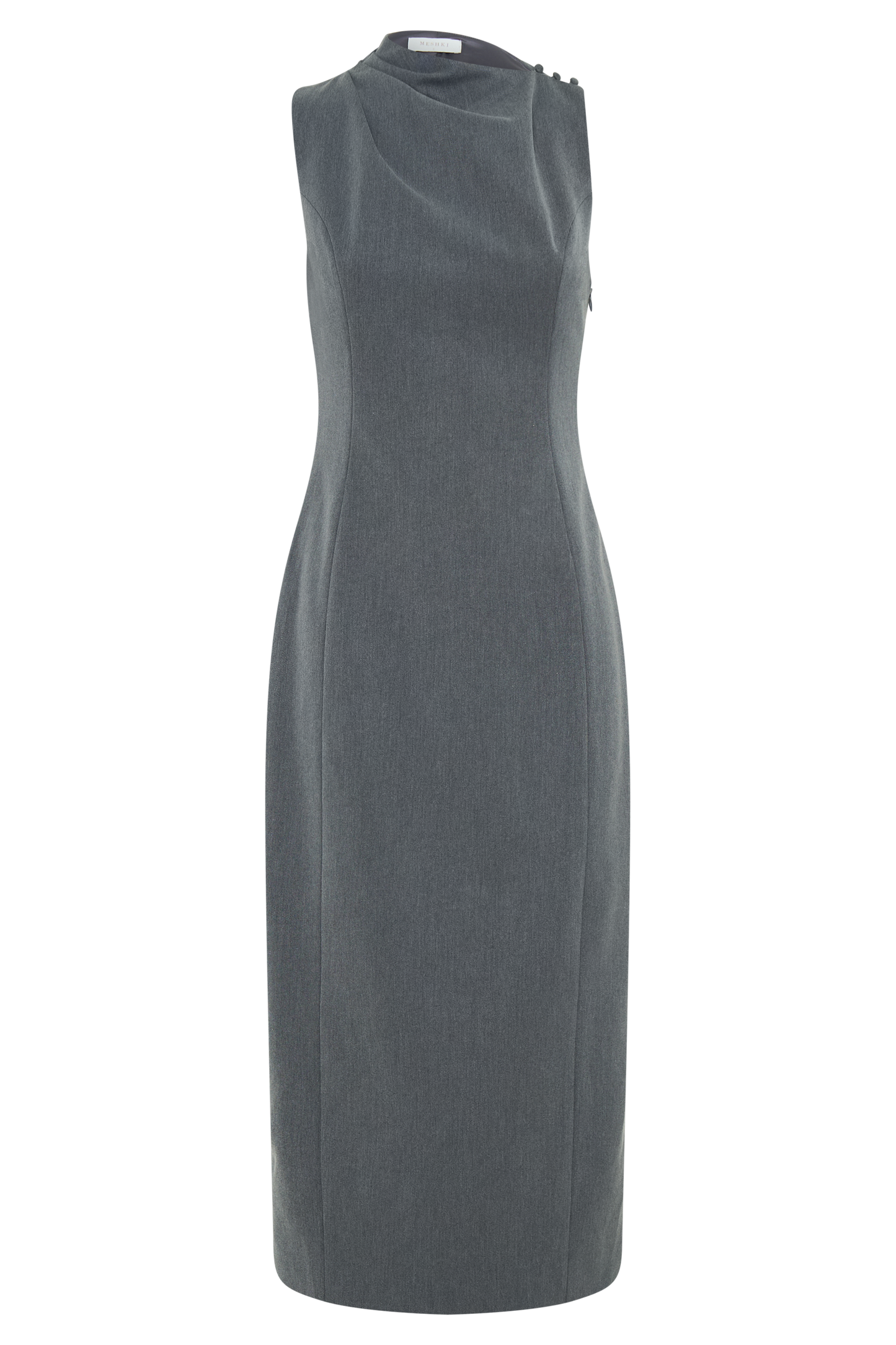 Taylor Draped Crepe Maxi Dress - Charcoal Marle