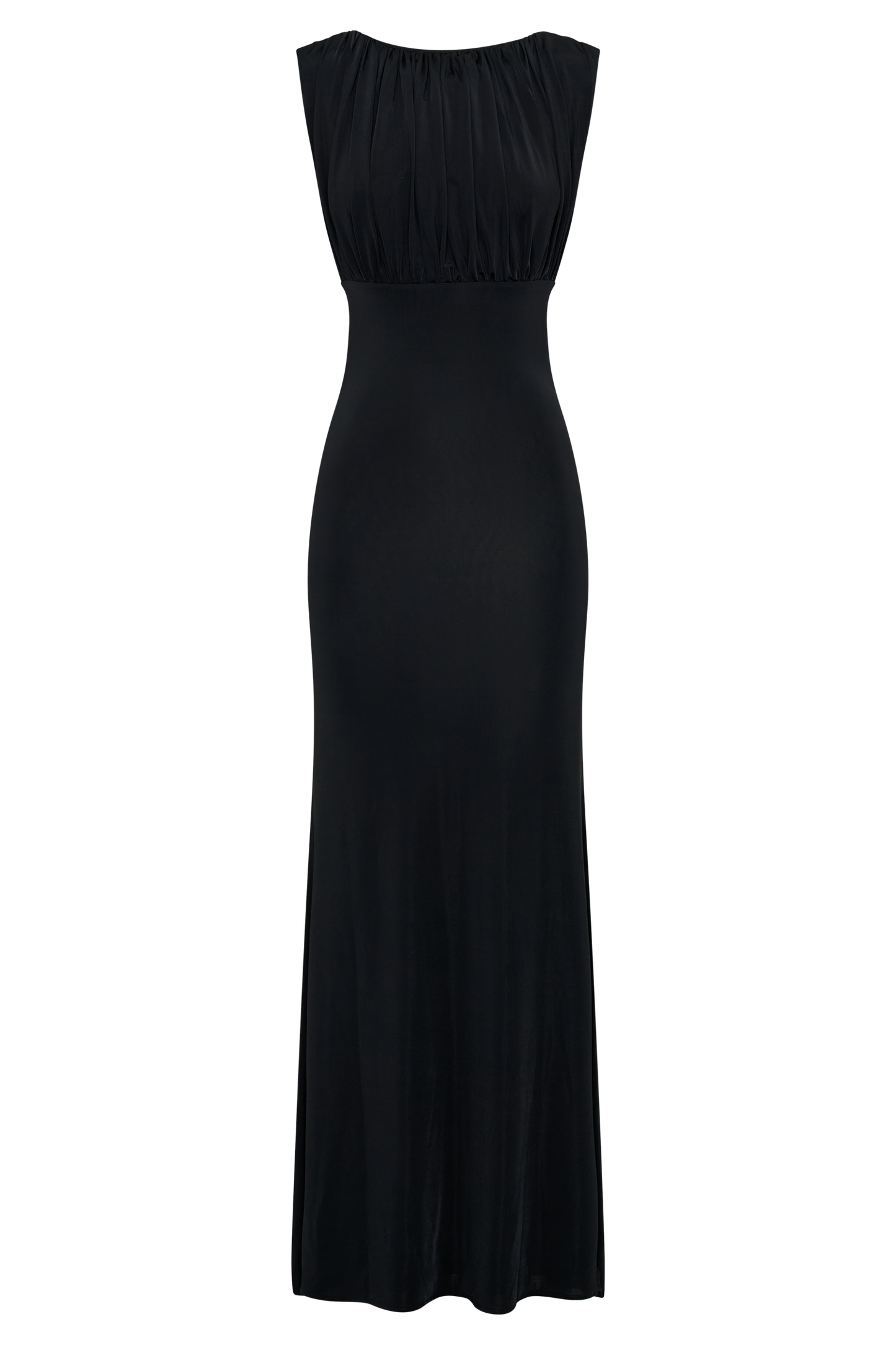 Malia Slinky Ruched Maxi Dress - Black