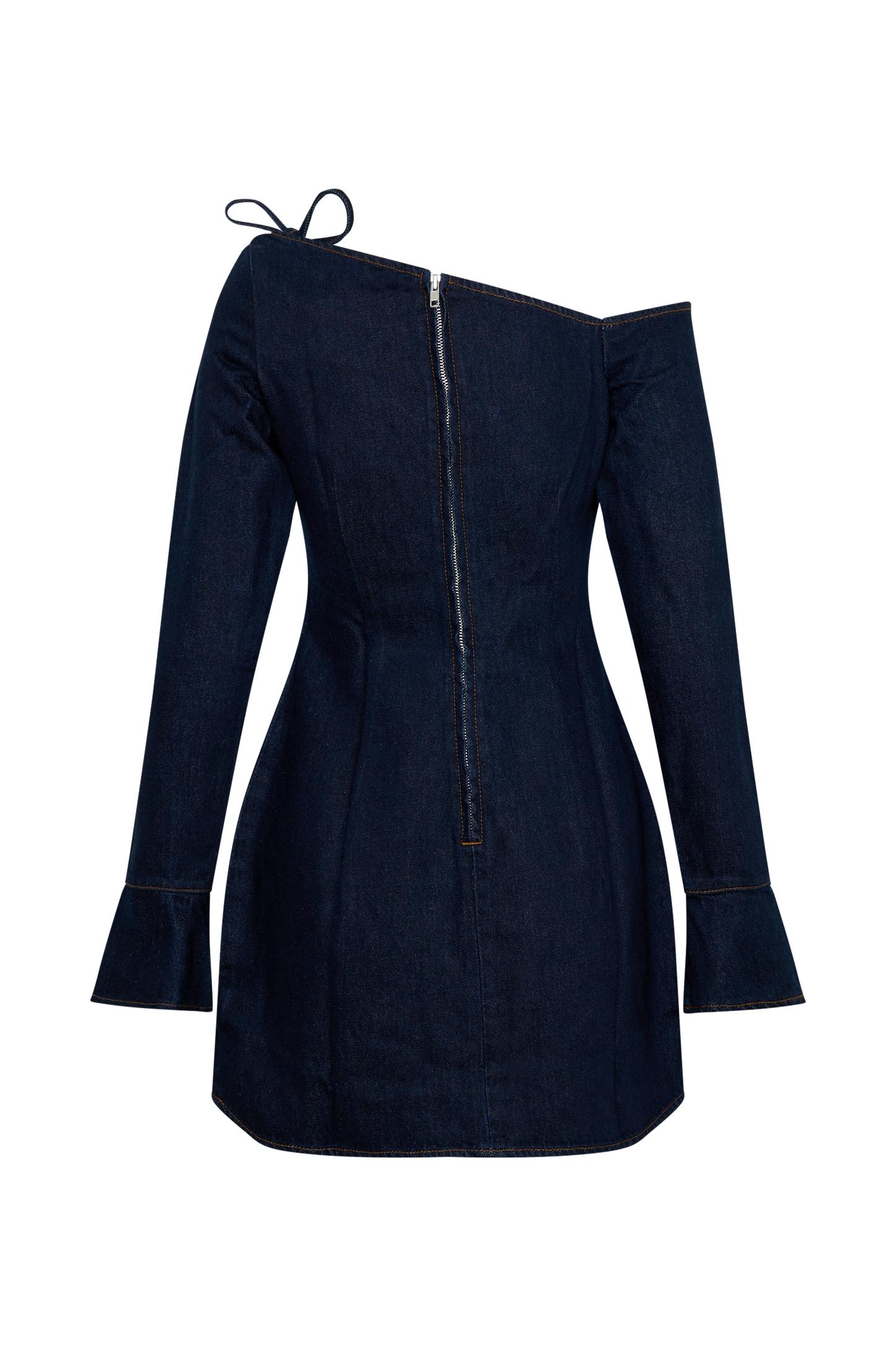 Cece Denim Mini Dress With Ties - Indigo Blue