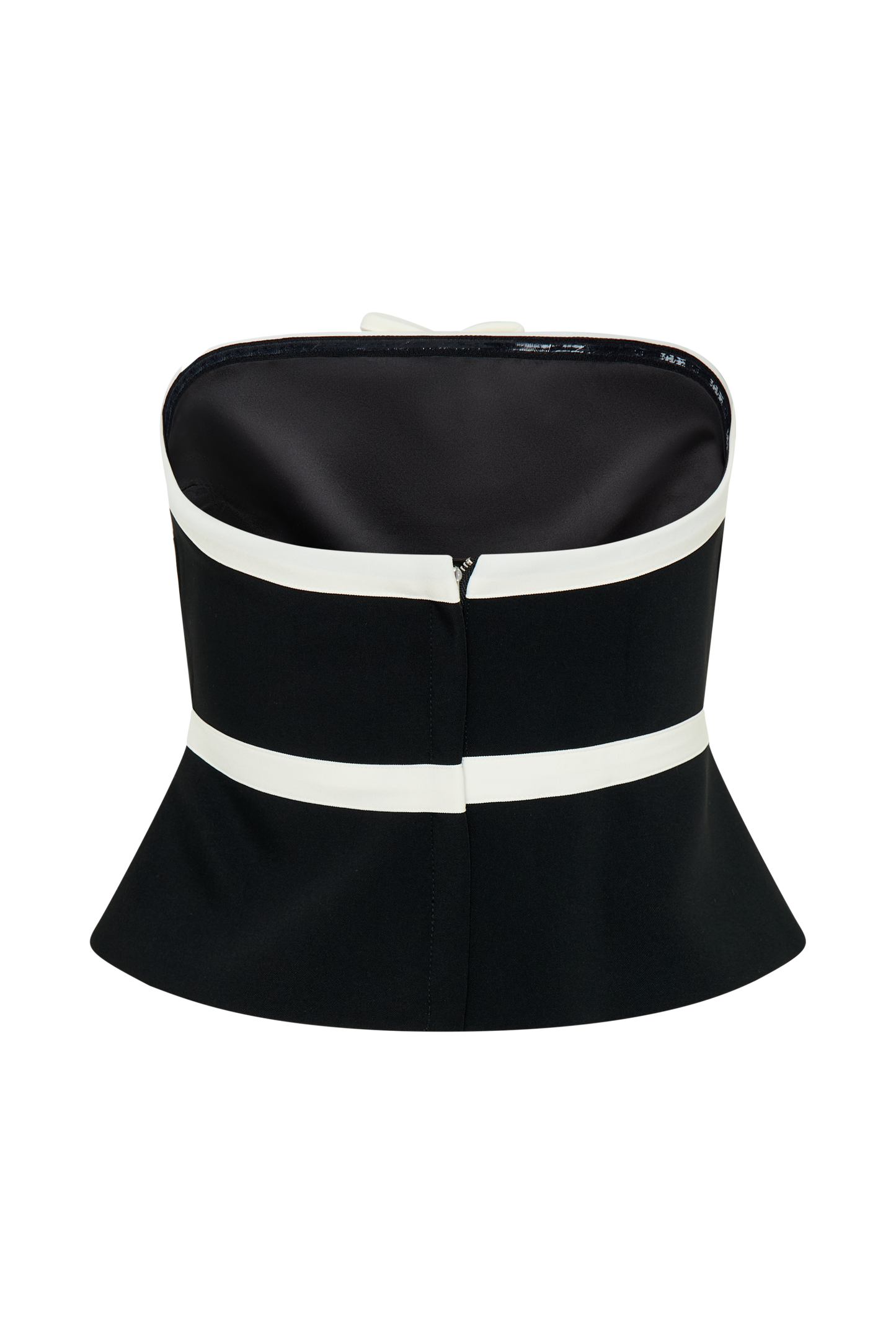 Aisha Strapless Suiting Top With Contrast Bows - Black & White