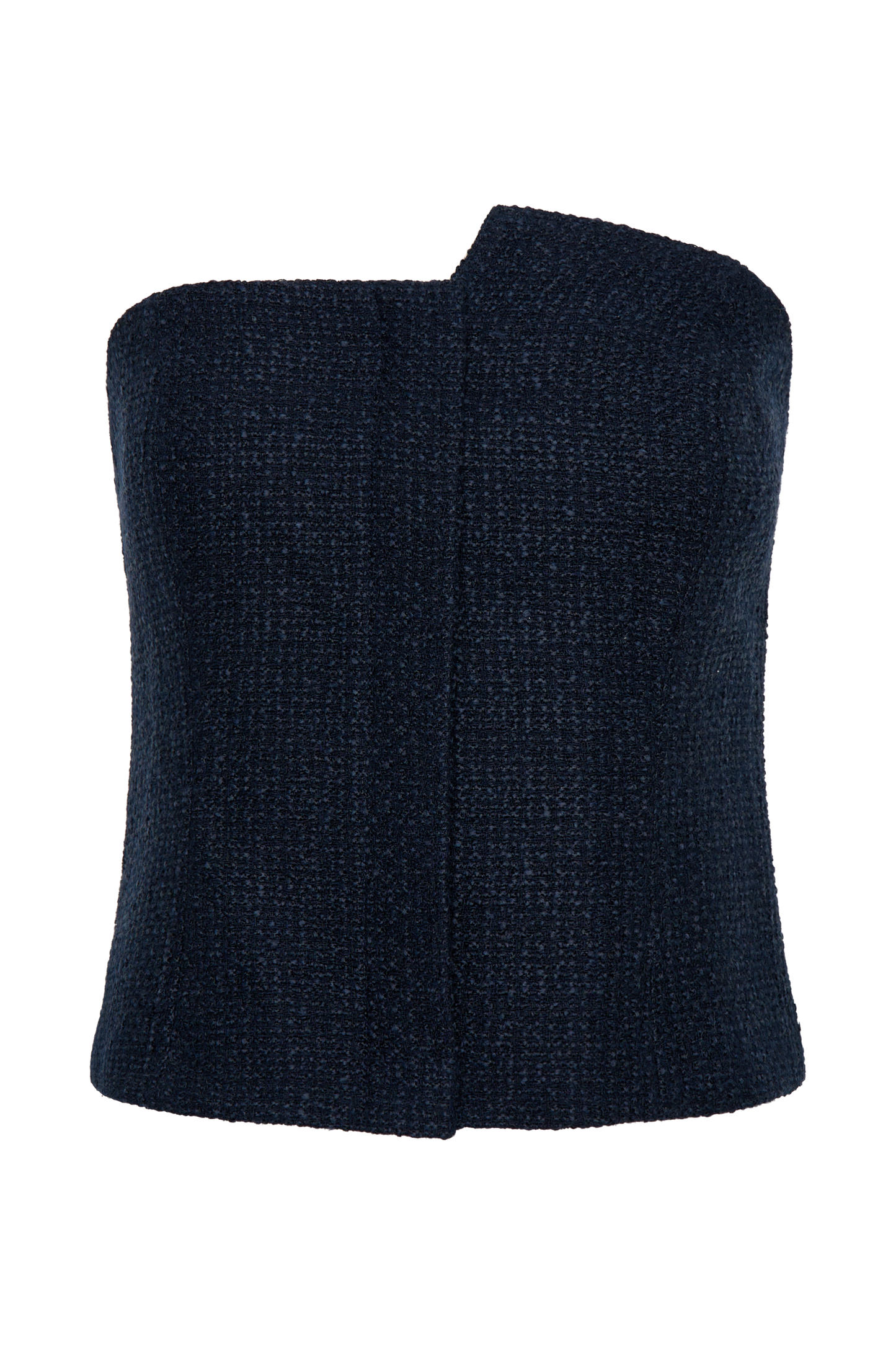 Parker Boucle Strapless Asymmetric Top - Midnight Blue