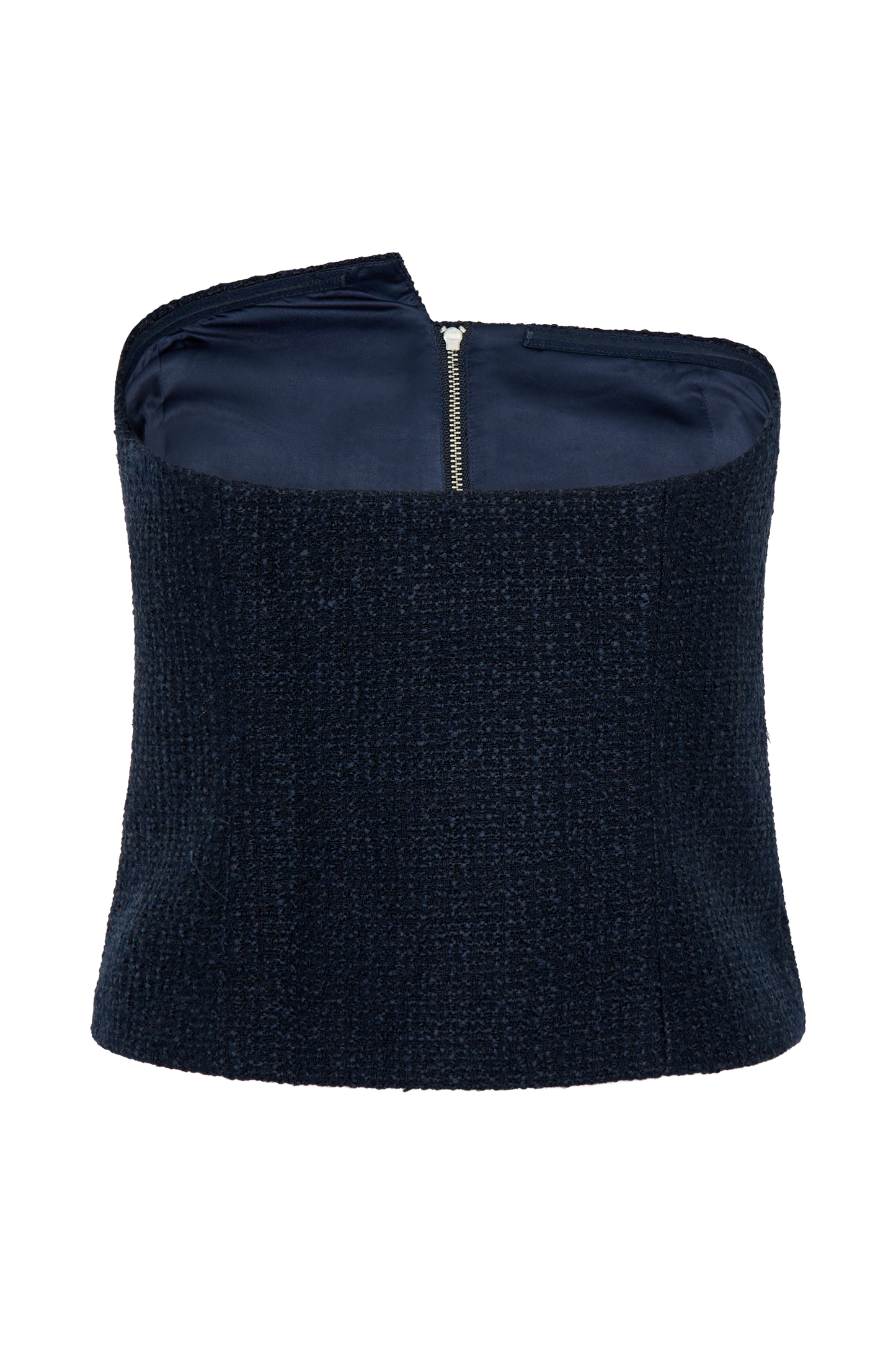 Parker Boucle Strapless Asymmetric Top - Midnight Blue