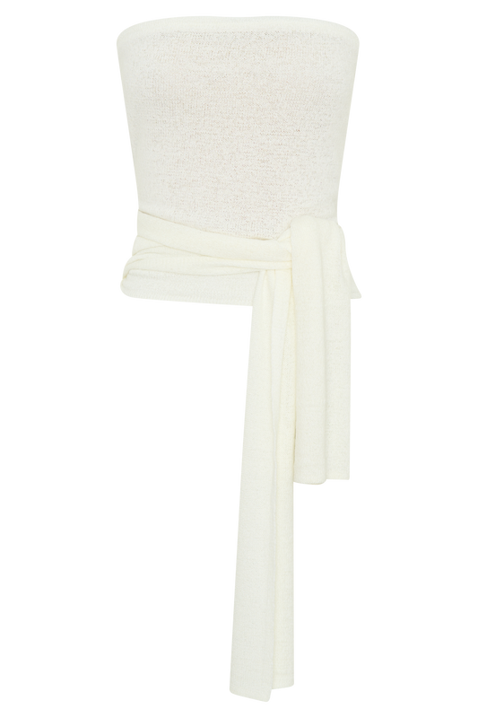 Phoebe Strapless Tie Knit Top - Ivory