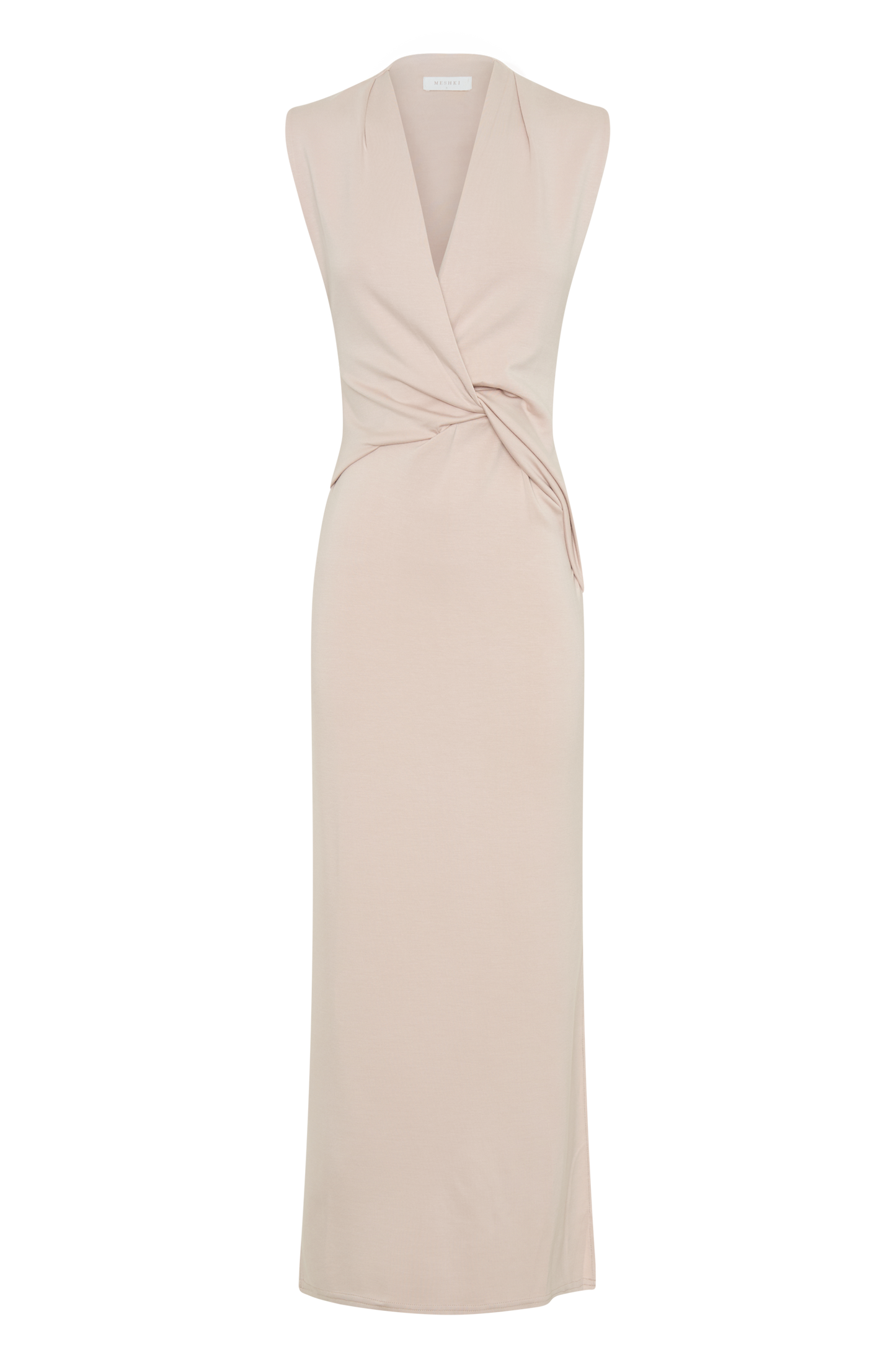 Lorelei Crepe Twist Midi Dress - Taupe