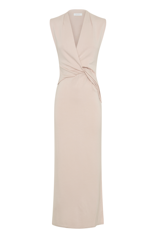 Lorelei Crepe Twist Midi Dress - Taupe