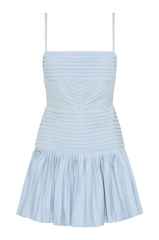 Rylee Multi Pleat Mini Dress - Ice Blue