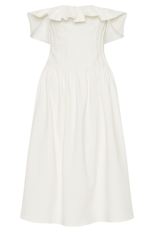 Orla Strapless Cotton Midi Dress - White