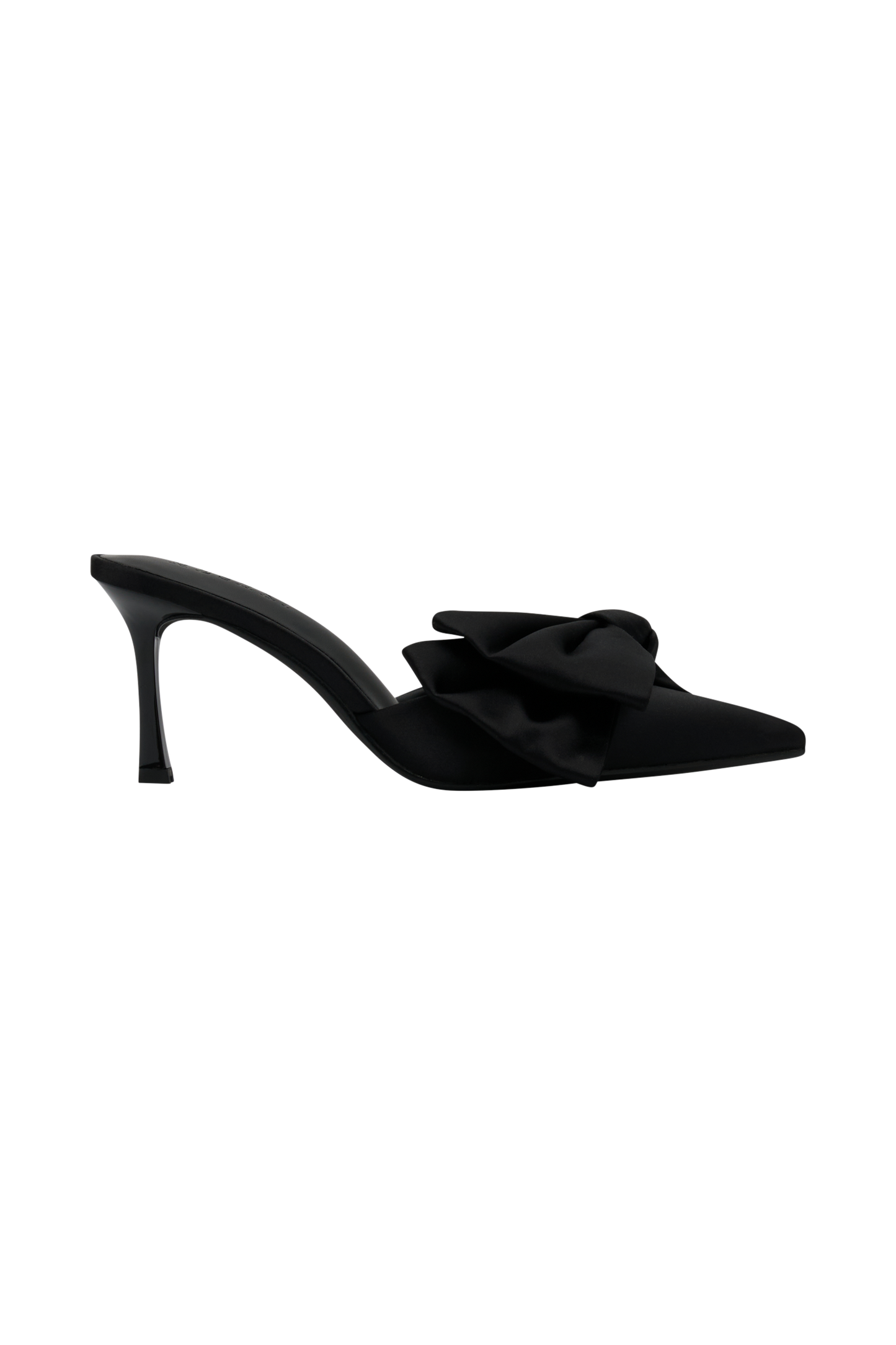 Elena Pointed Satin Bow Heel - Black