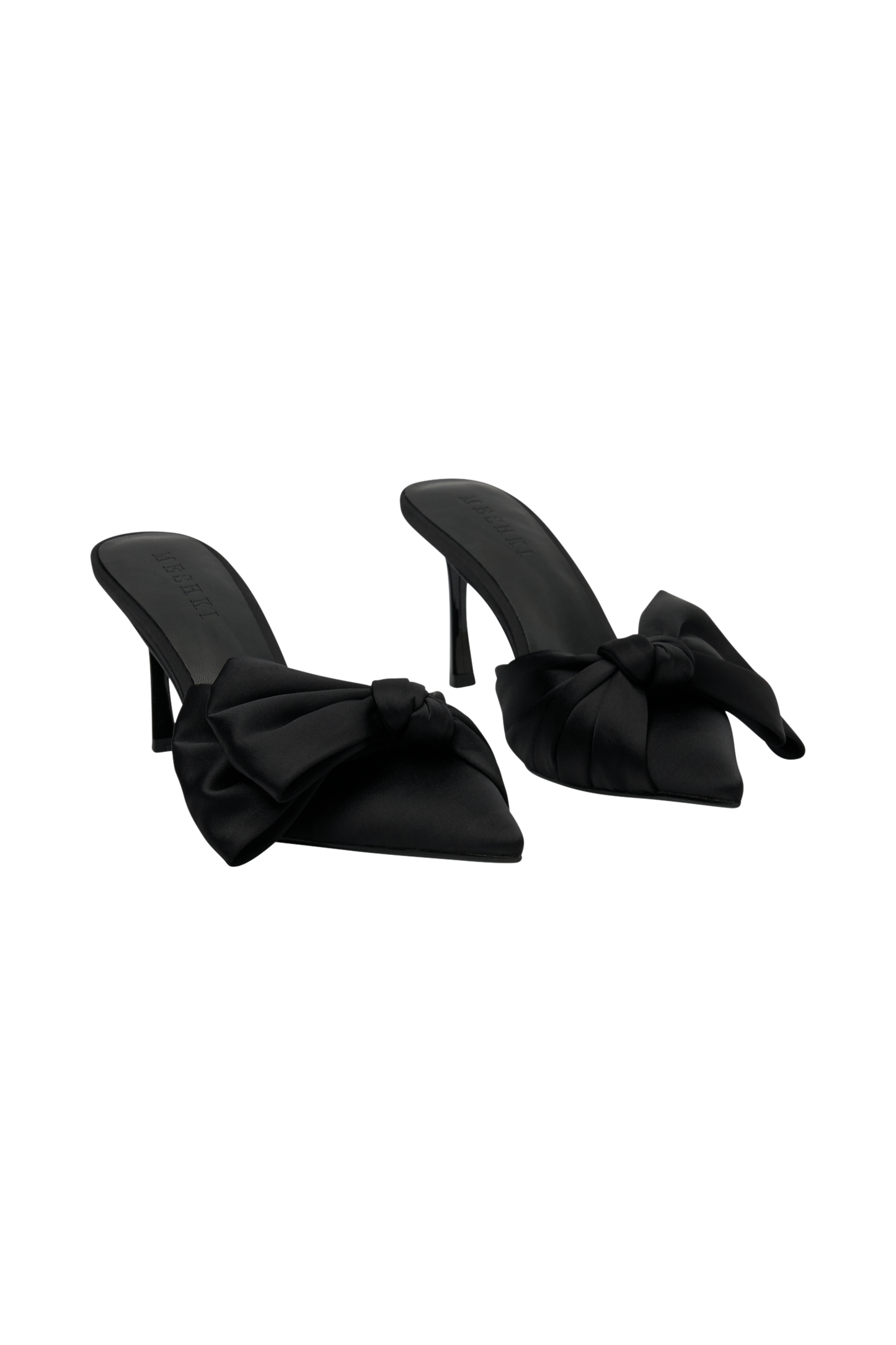 Elena Pointed Satin Bow Heel - Black