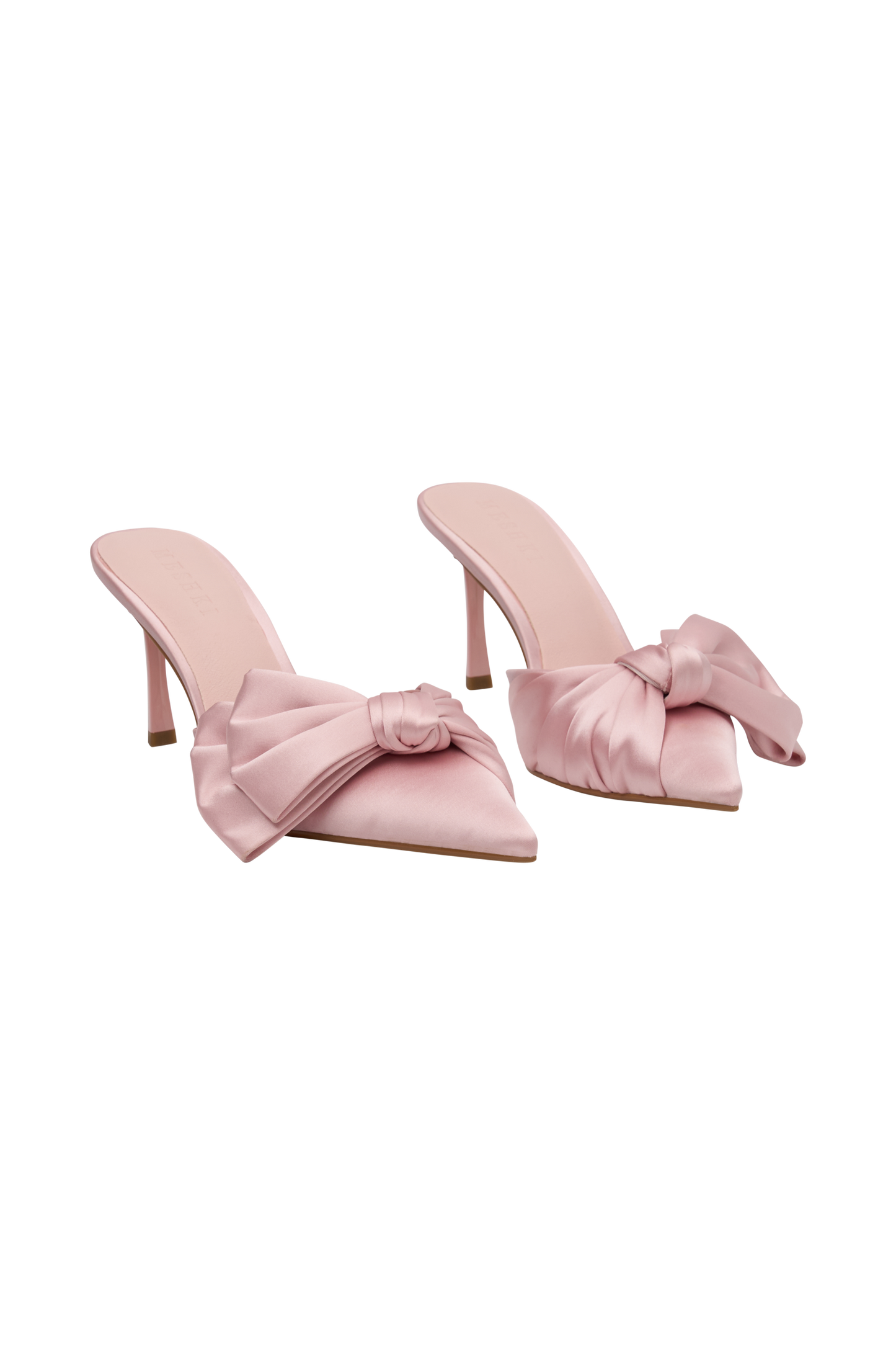 Elena Pointed Satin Bow Heel - Pastel Pink