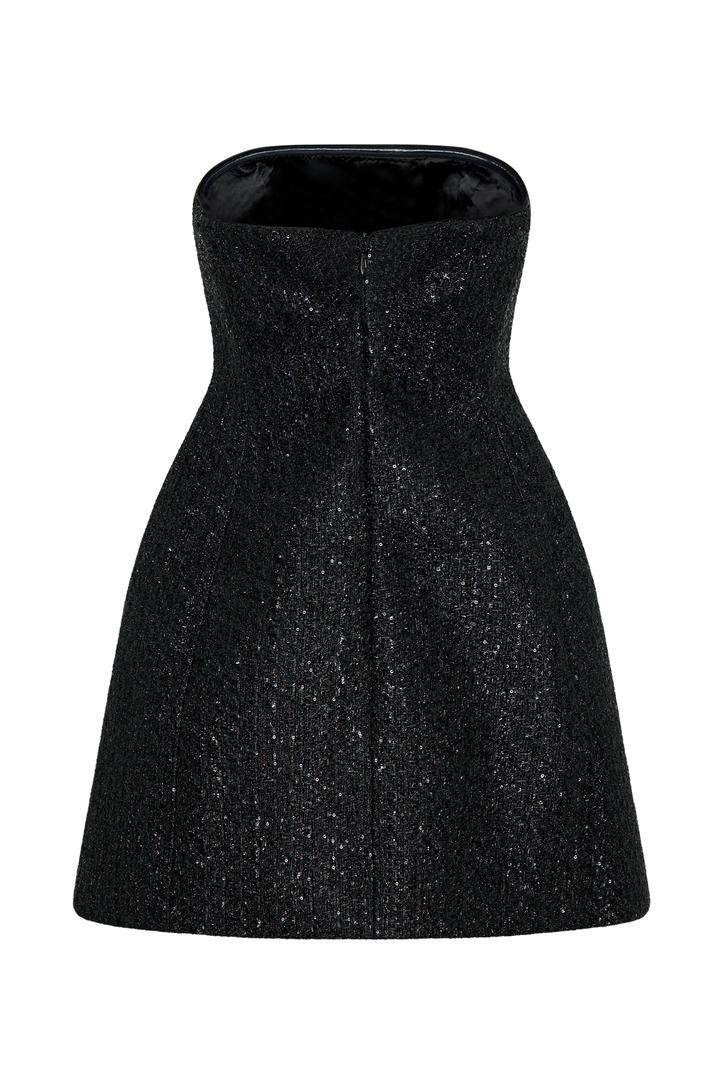 Gala Strapless Tweed Mini Dress - Black