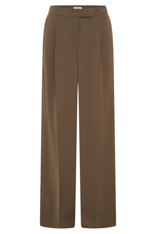 Faith Suiting Wide Leg Pant - Cacao Brown