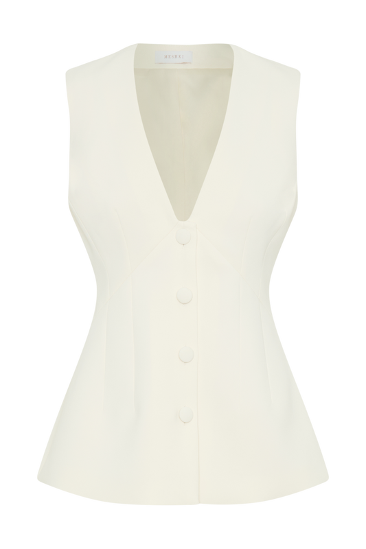 Katelyn Short Sleeve Suiting Top - Ivory